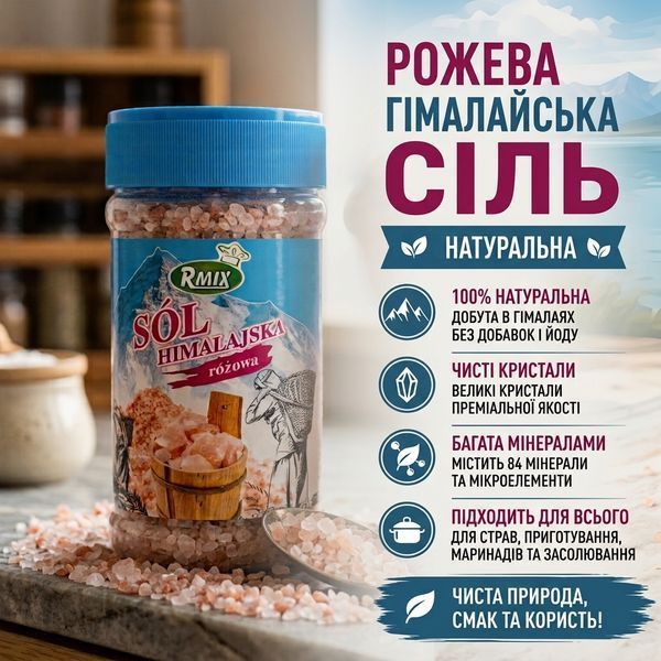 Сіль рожева гімалайська крупна Rmix 900 г 1078 фото