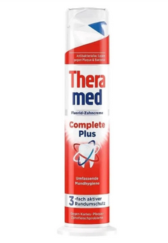 Зубна паста Theramed Complete Plus комплексна з дозатором, 100 мл червона 458 фото