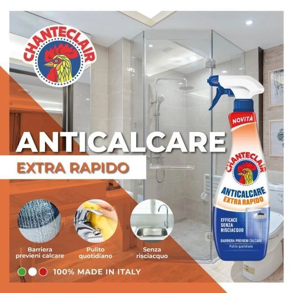 Засіб від вапна та іржі Chanteclair Anticalcare Extra Rapido з білим оцтом для душових кабінок, плитки 625 мл 1101 фото