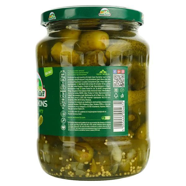 Огірки корнішони мариновані Dream Valley Cornichons, 640 г 1070 фото